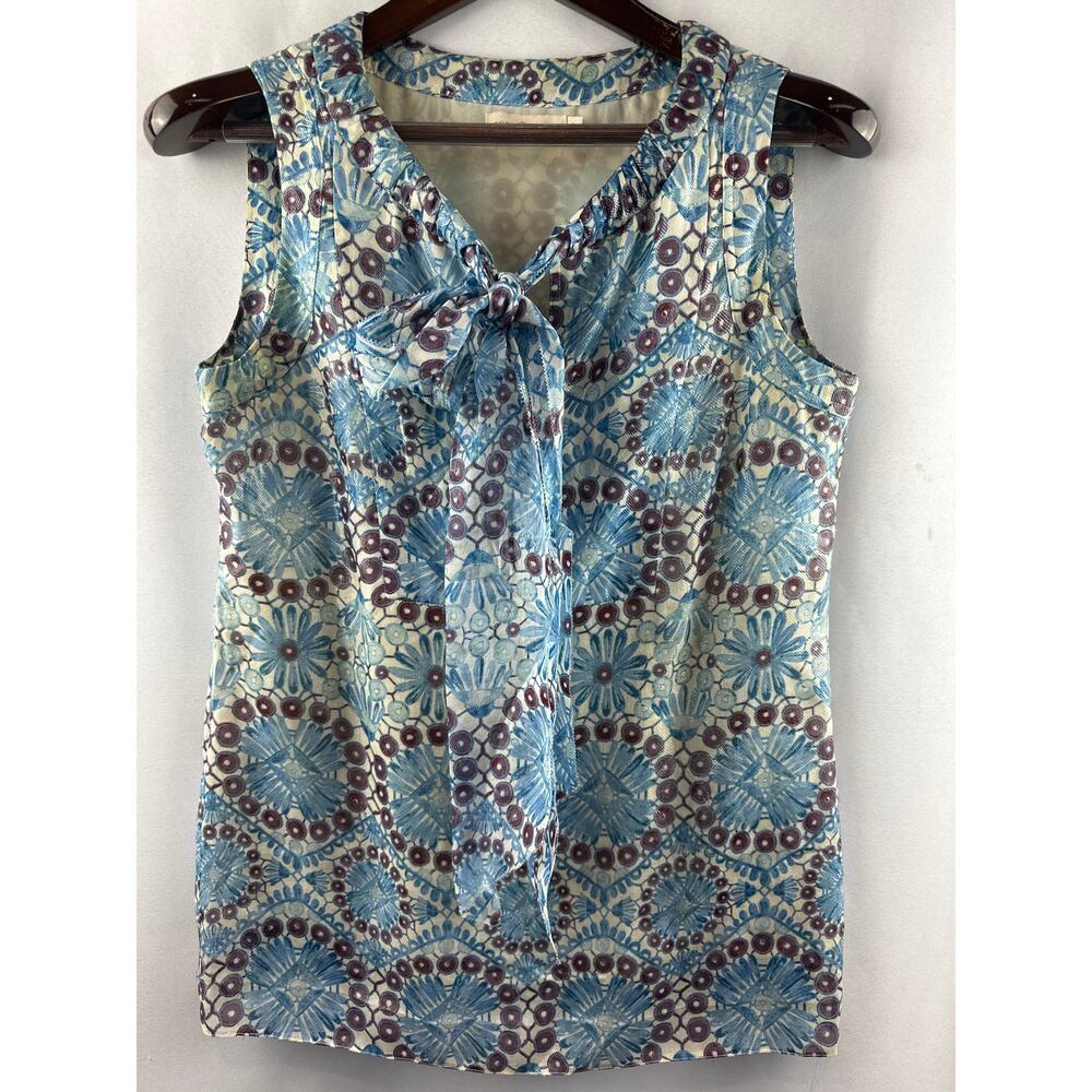 Women’s Tory Burch Blue Daisy Pattern Tank Size 8